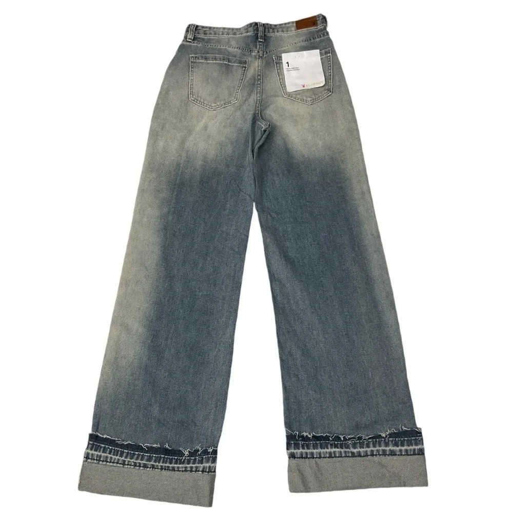 Playboy PacSun Distressed Stars & Bunny Patched Wide-Leg Denim Pants Size 28 NWT